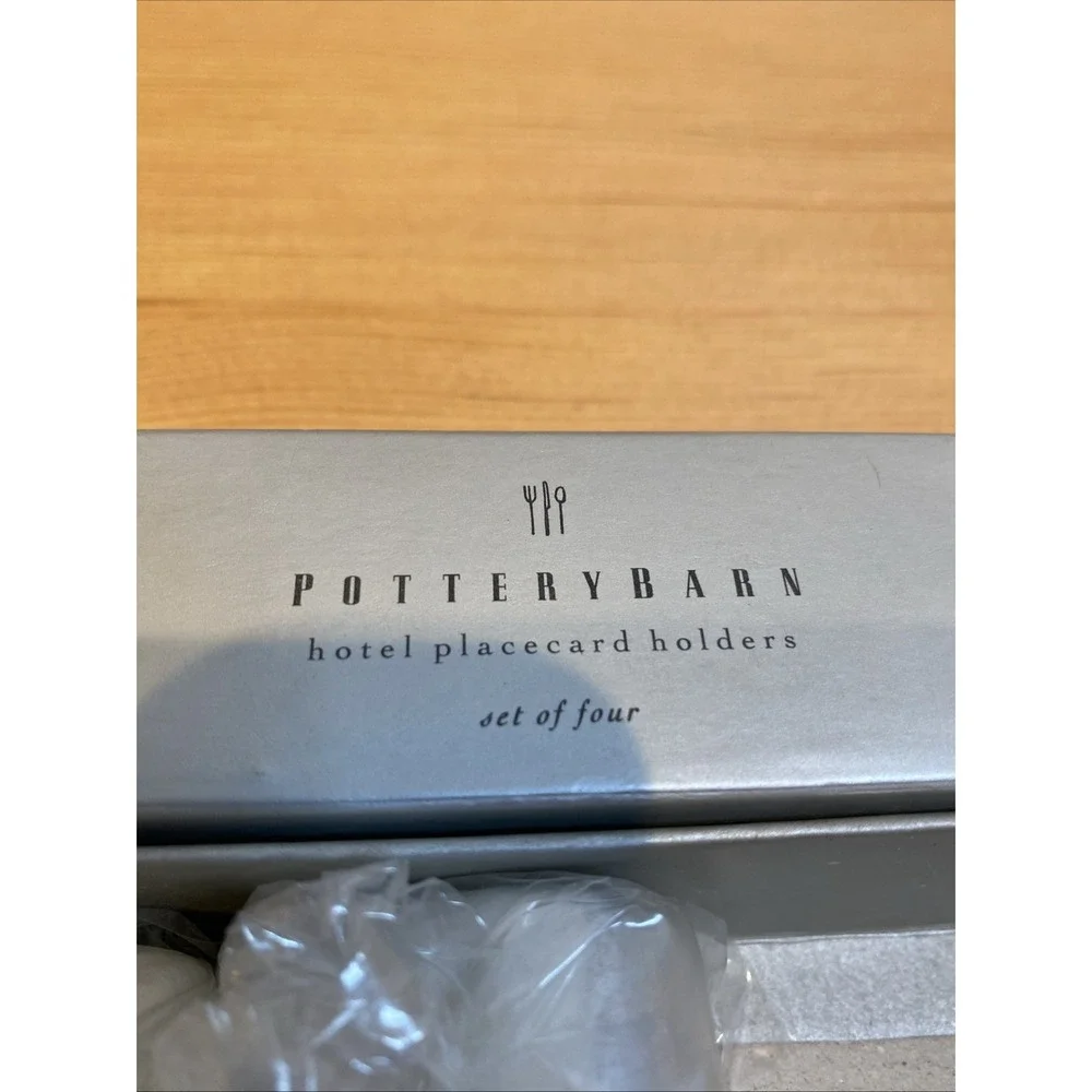Pottery Barn Set Of 7 Hotel Placecard Holders Entertaining Dining Silver‎ Finish